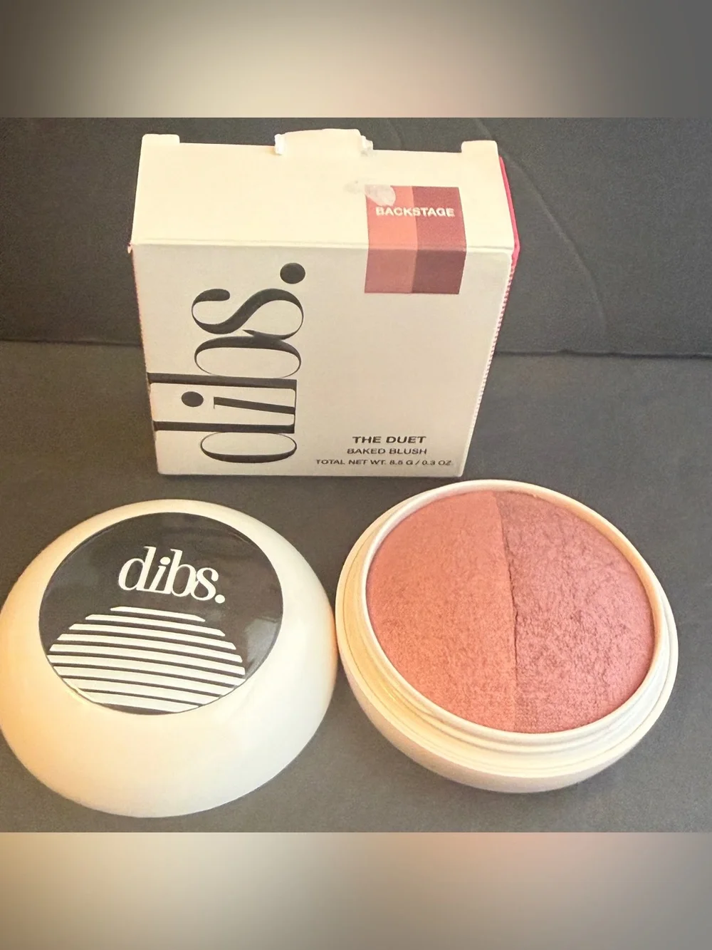 DIBS Beauty The Duet Baked Blush Duo Backstage 3-in-1 Rose Berry Pink NIB